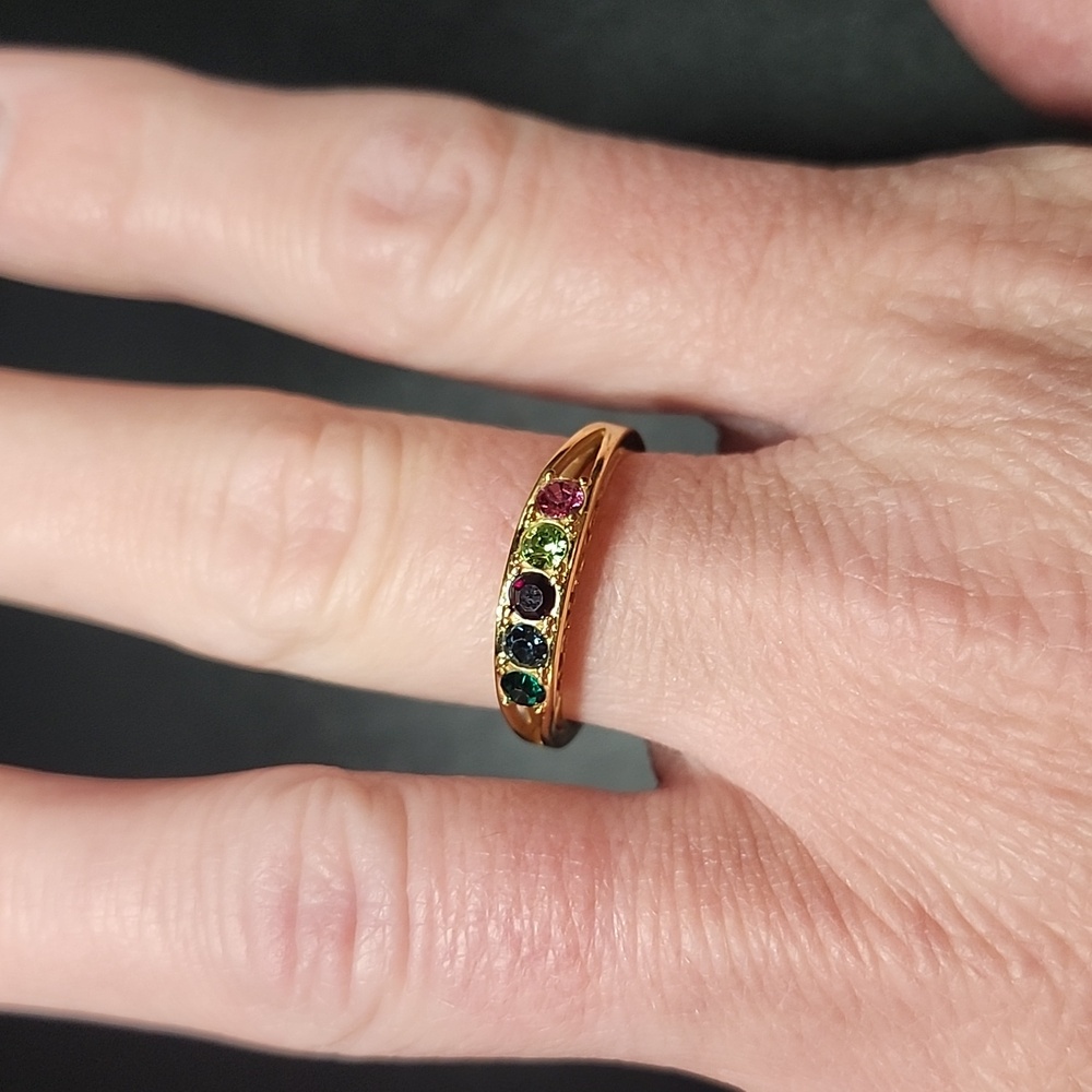 Elegant Multicolor Gemstone Gold Ring size 9
